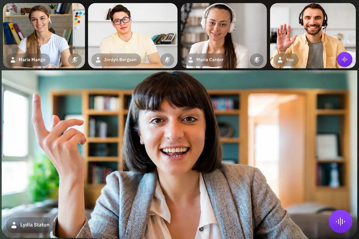 A presenter and guests in a Broadcast Cam Virtual Guest session